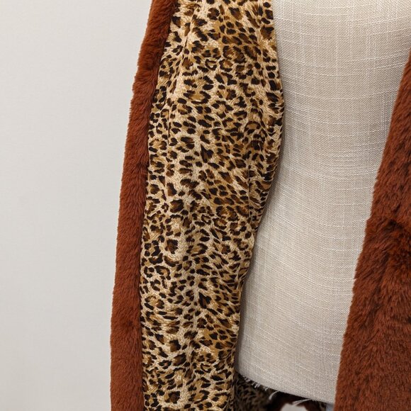 Mystree Burnt orange leopard lined coat Size L - Picture 5 of 5